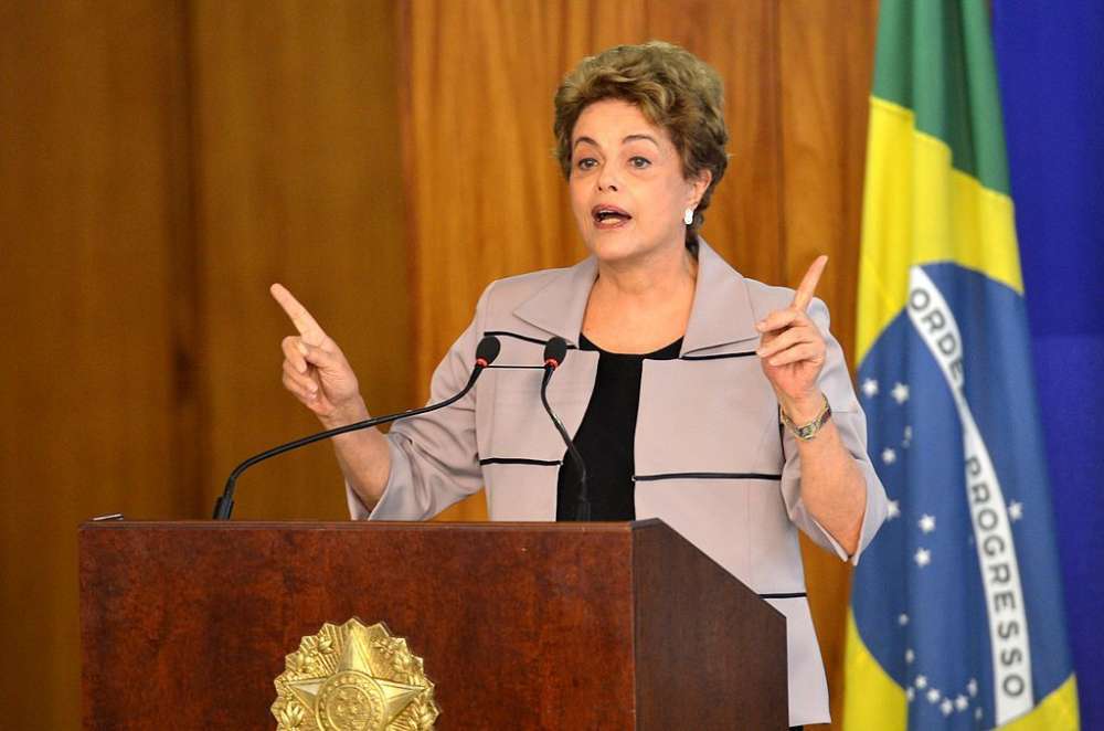 A Presidente Dilma Rousseff Durante Cerimônia Contra O Impeachment Em 31 De Março De 2016